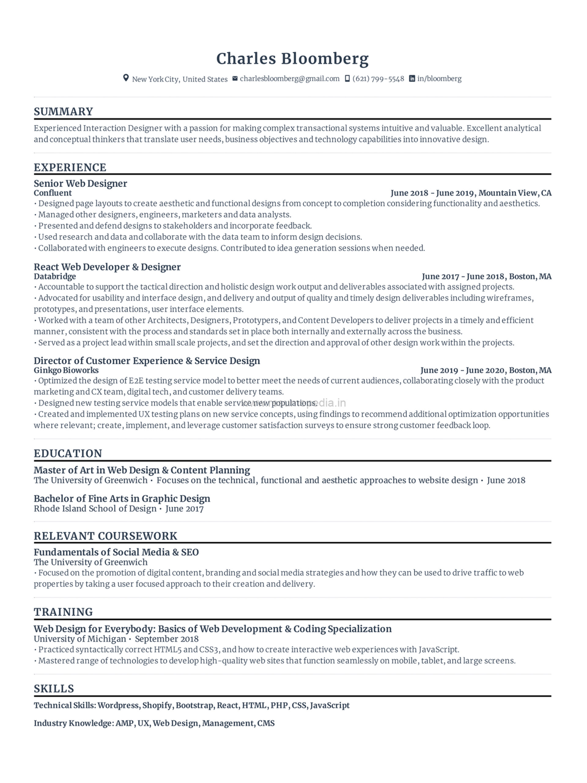 Resume Sample 2